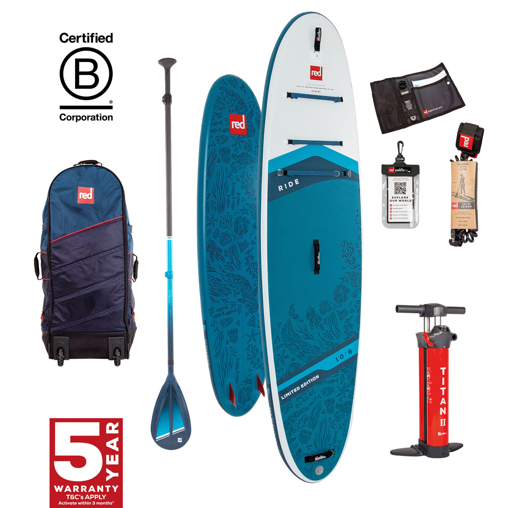 Ride Love the Oceans 10.6 opblaasbare sup blauw voordeelpakket