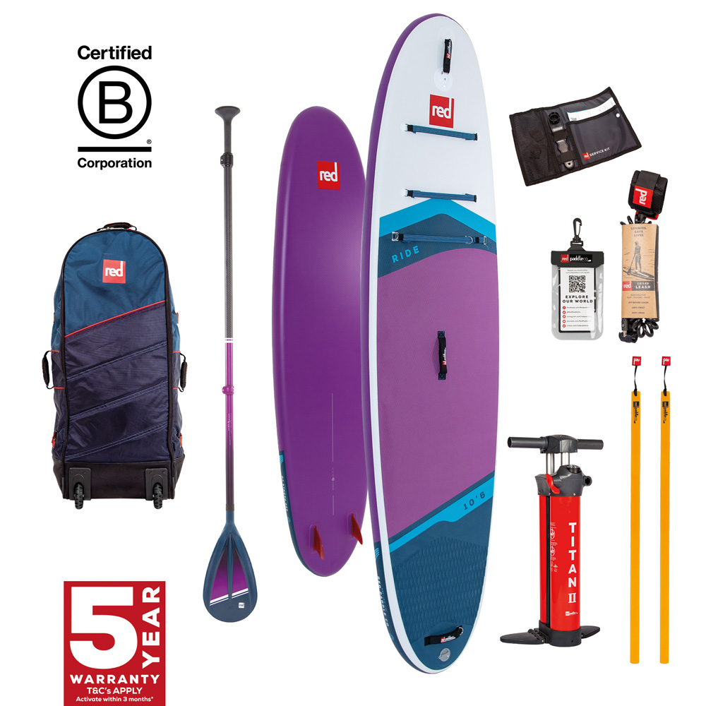 red paddle Ride CT 10.6 opblaasbare sup paars voordeelpakket 1