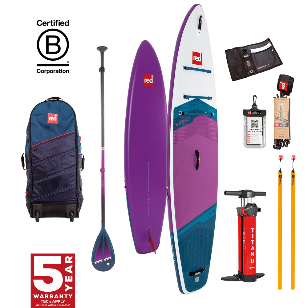 red paddle Sport HT 11.0 opblaasbare sup paars voordeelpakket 1