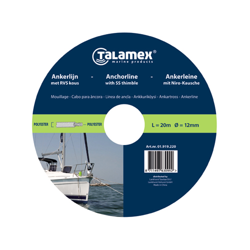 Talamex ankerlijn polyester gevlochten 14mm x 40m 5