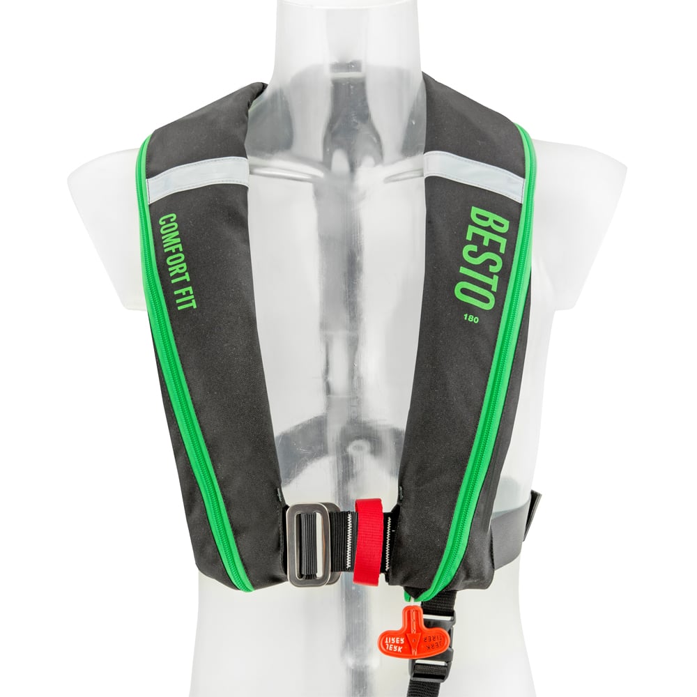 Besto Comfort fit automatisch reddingsvest 180N mh zwart/groen foto 1