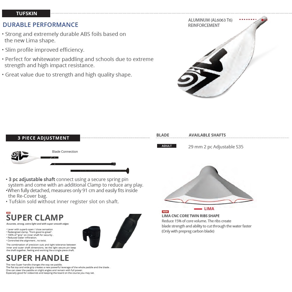 Starboard Lima Tufskin sup peddel wit 2-delig 4