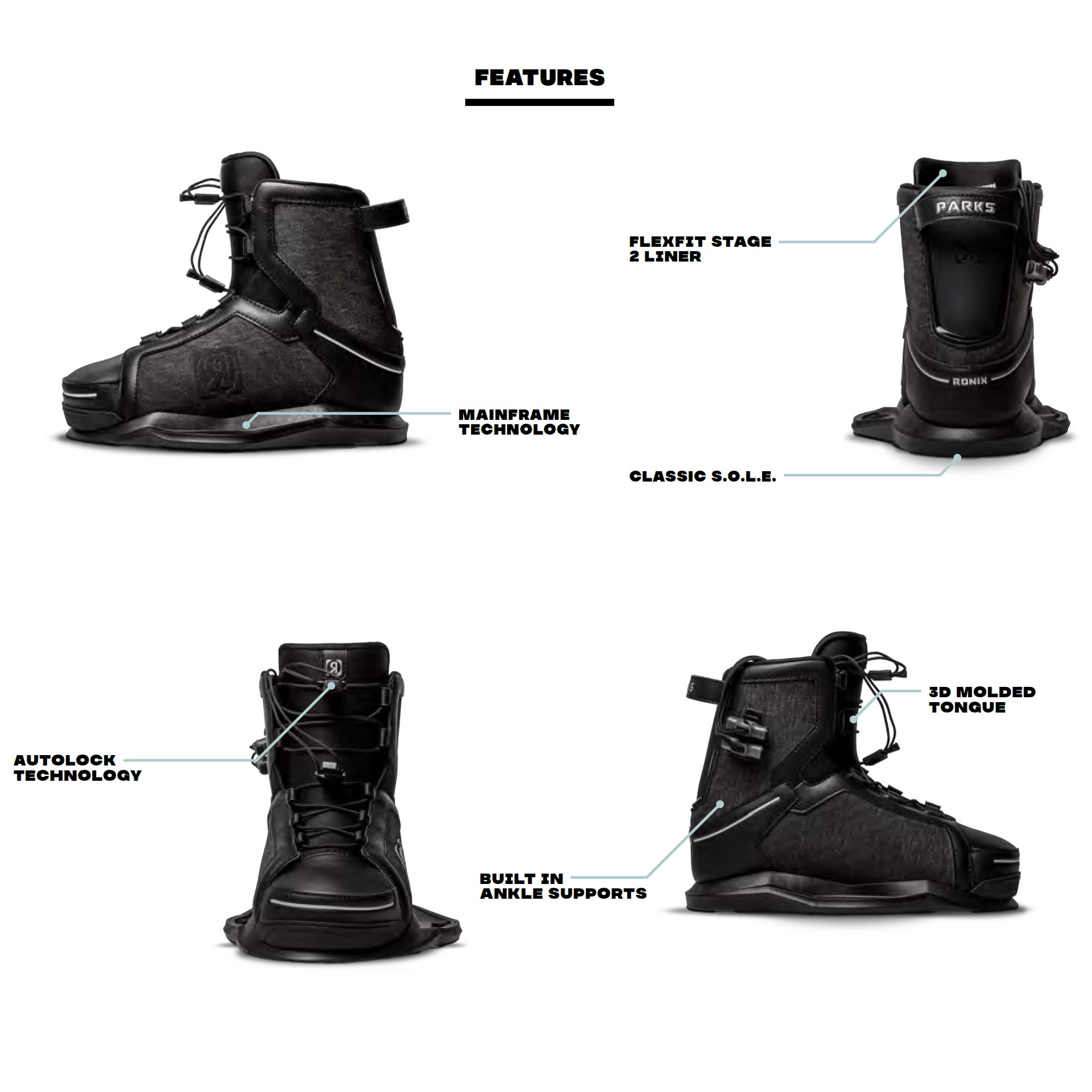 Ronix Parks wakeboard set 140 cm met Parks bindingen 6