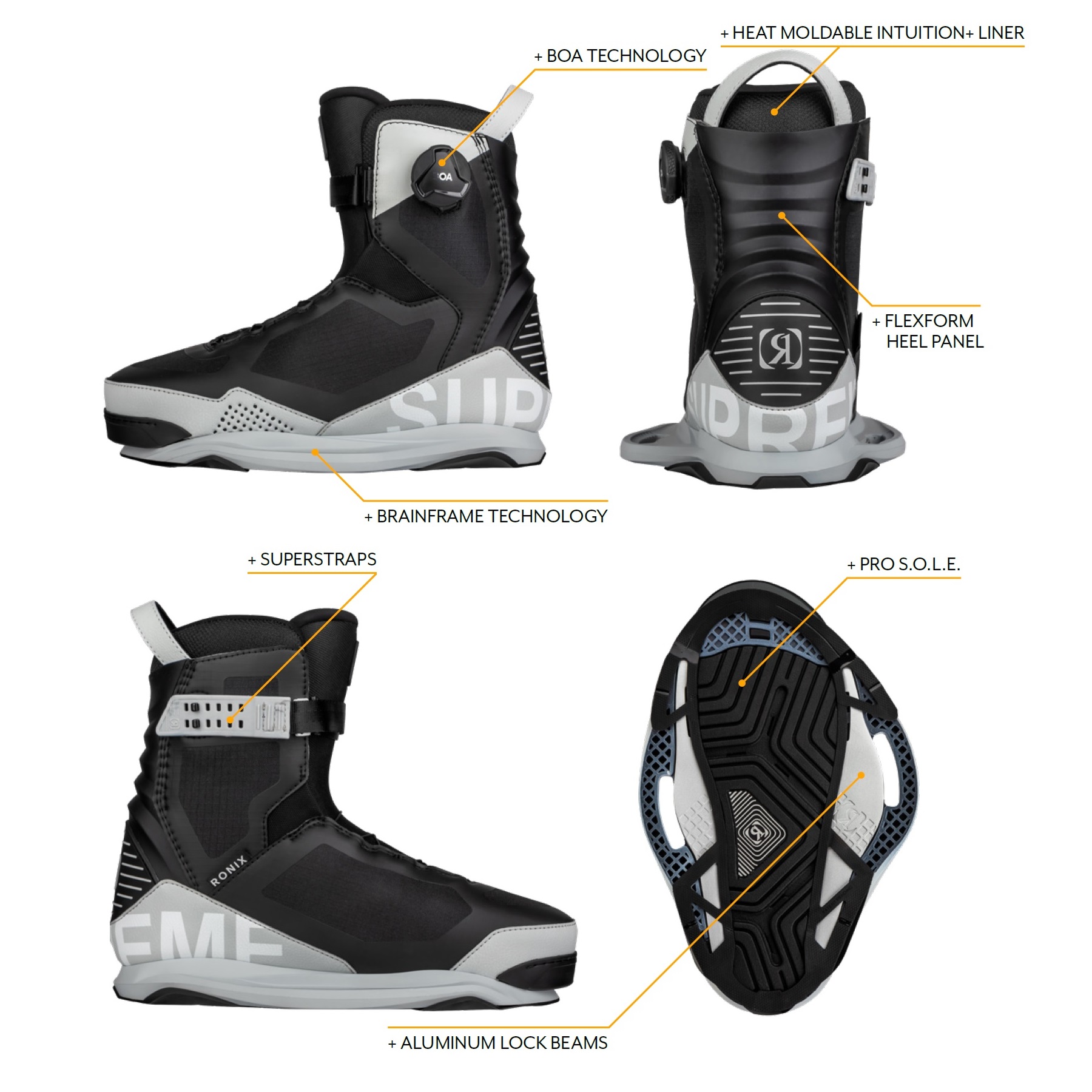 Ronix Supreme wakeboard set 141 cm met Supreme BOA bindingen 6