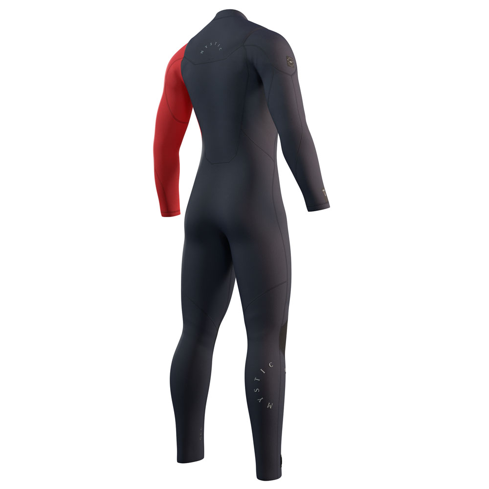 Mystic Marshall fullsuit wetsuit heren 4/3mm borstrits navy blauw / rood 4