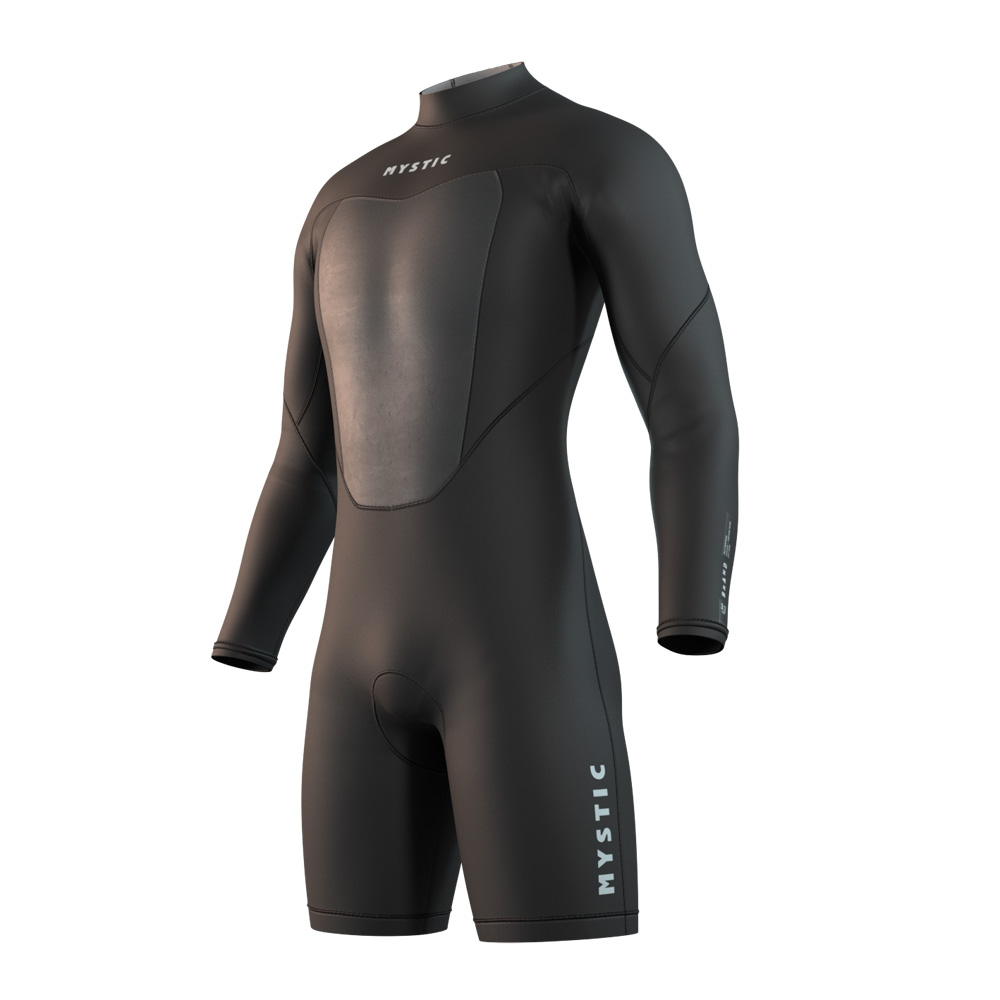 Brand longarm wetsuit 3/2 mm rugrits heren zwart