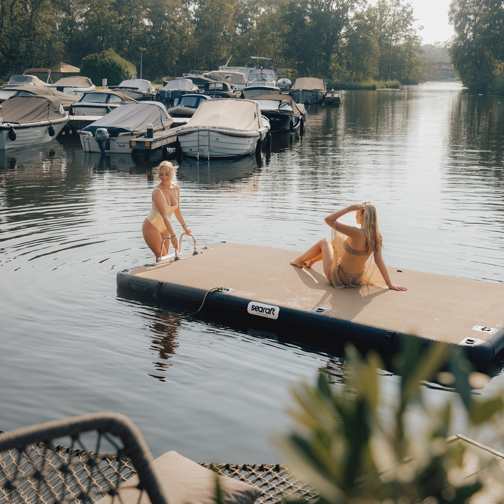 Teak deck zwart small opblaasbaar platform