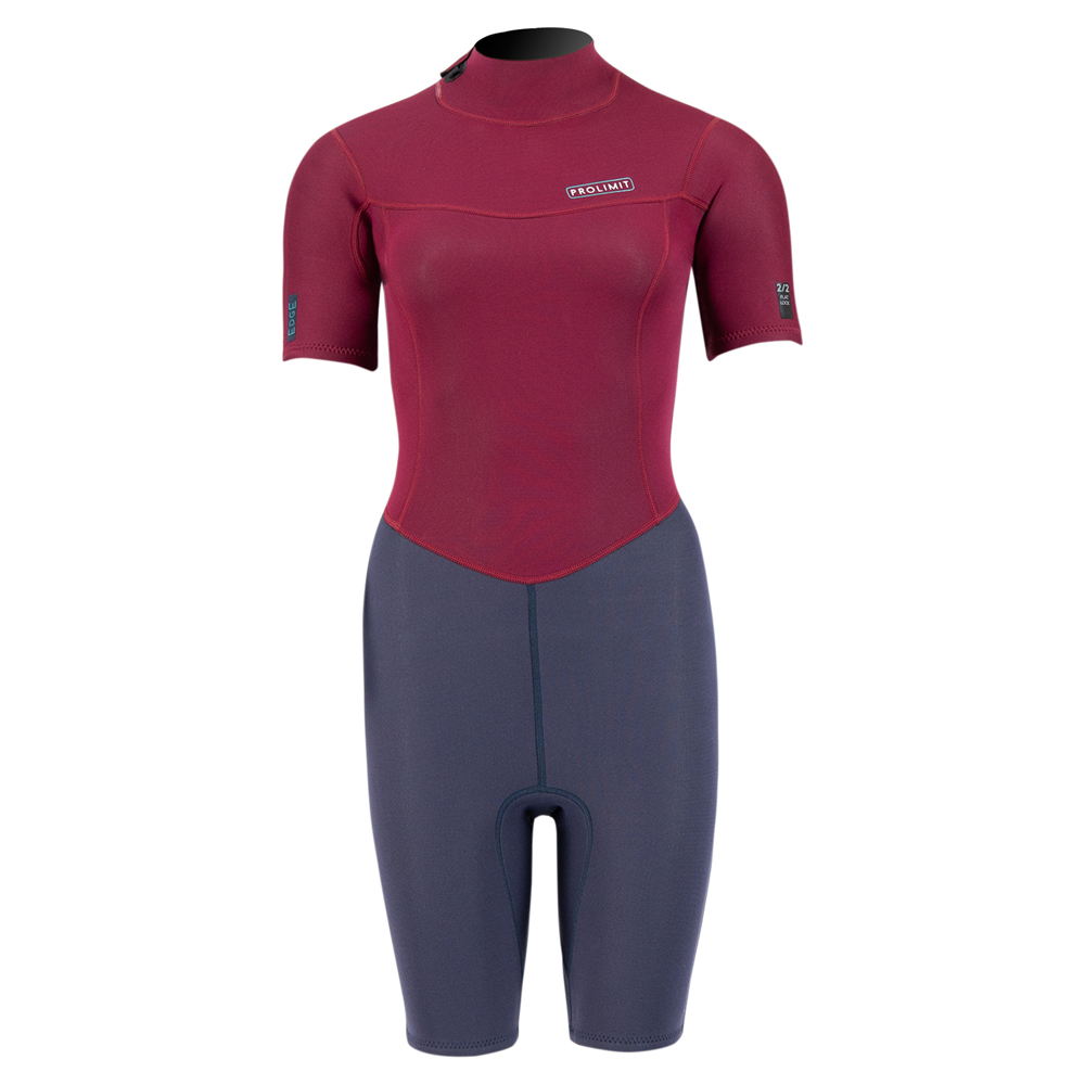 Prolimit Edge Shorty 2/2 rugrits navy/bordeaux wetuit dames foto 1