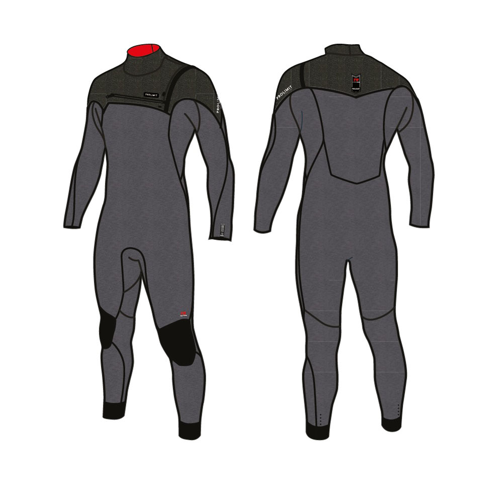 Prolimit Mercury steamer Free-X 4/3 mm borstrits grijs/zwart wetsuit heren foto 1