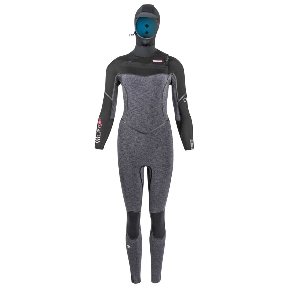 Prolimit Oxygen hooded steamer Free-X 6/4 mm borstrits zwart/grijs/wine wetsuit dames foto 1