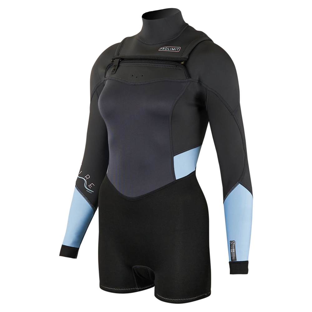 Prolimit Fire longarm shorty Freezip 3/2 mm borstrits zwart/grijs/blauw wetsuit dames 2