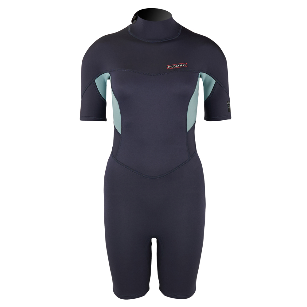 Prolimit Fire shorty 2/2 mm rugrits blauw wetsuit dames 1