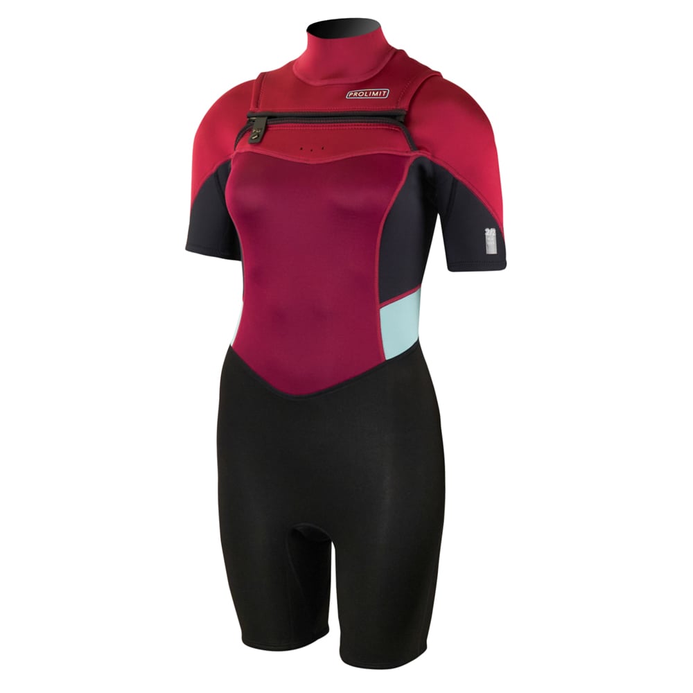 Prolimit Fire shorty Freezip 2/2 mm borstrits zwart/wine wetsuit dames 2