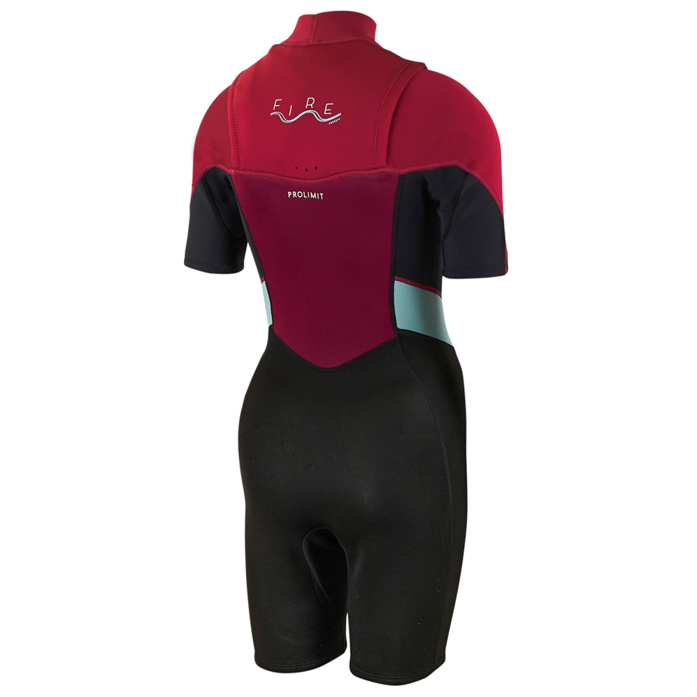 Prolimit Fire shorty Freezip 2/2 mm borstrits zwart/wine wetsuit dames 3