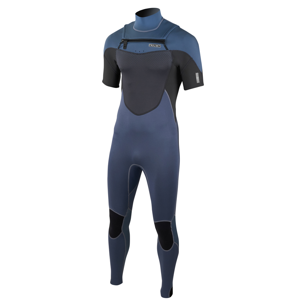 Prolimit Fusion steamer shortarm Freezip 3/2 mm borstrits misty blauw wetsuit heren 2