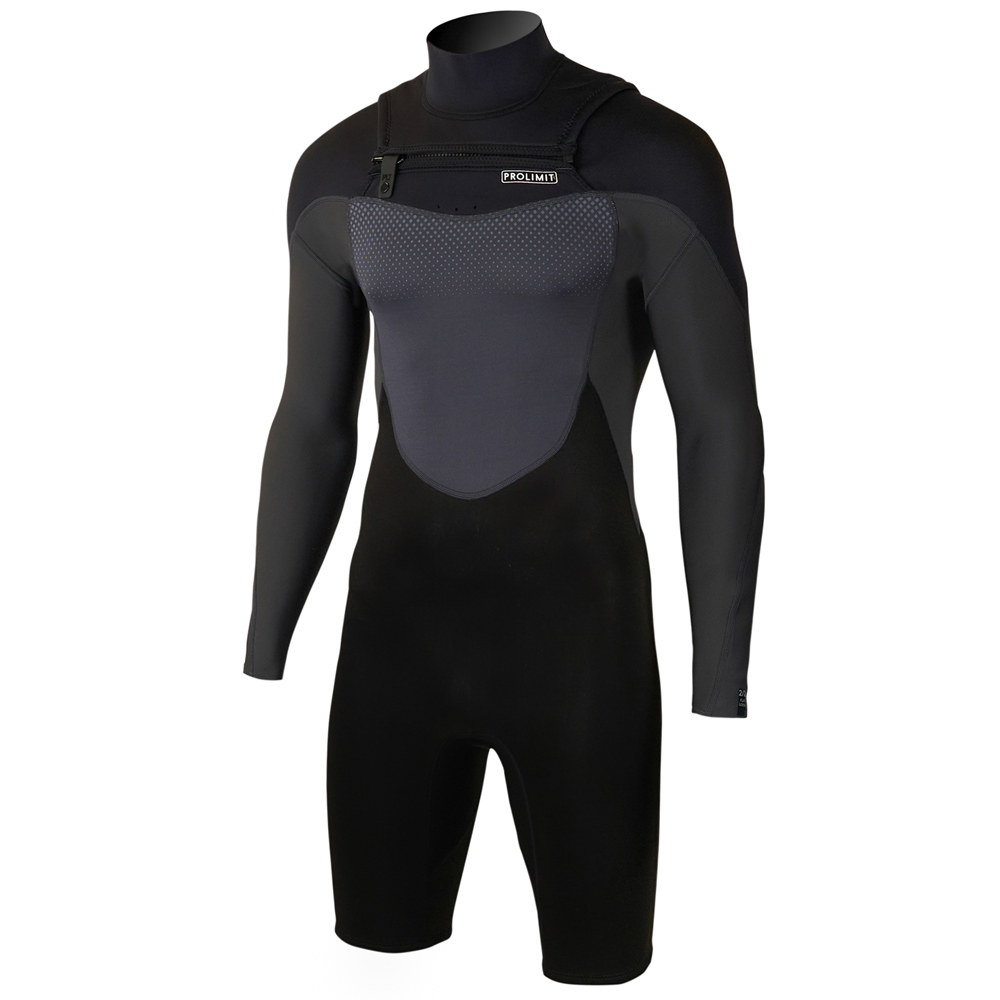 Prolimit Fusion longarm shorty Freezip 2/2 mm borstrits zwart wetsuit heren 2