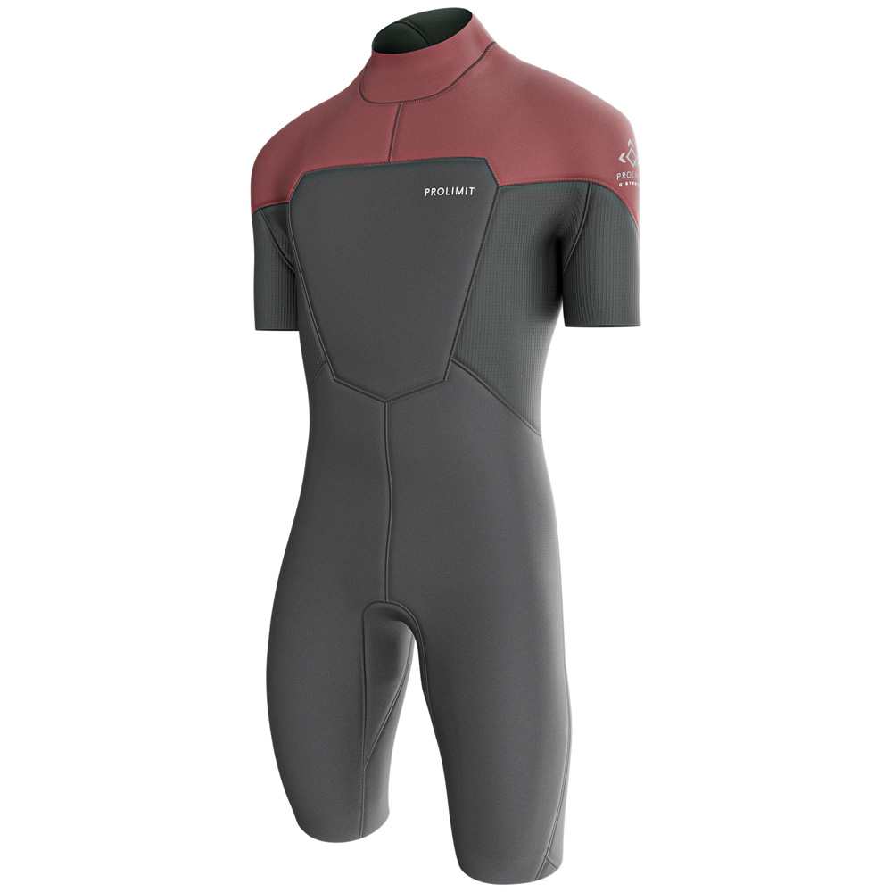 Prolimit Fusion shorty wetsuit 2/2 mm rugrits heren donkerrood foto 1