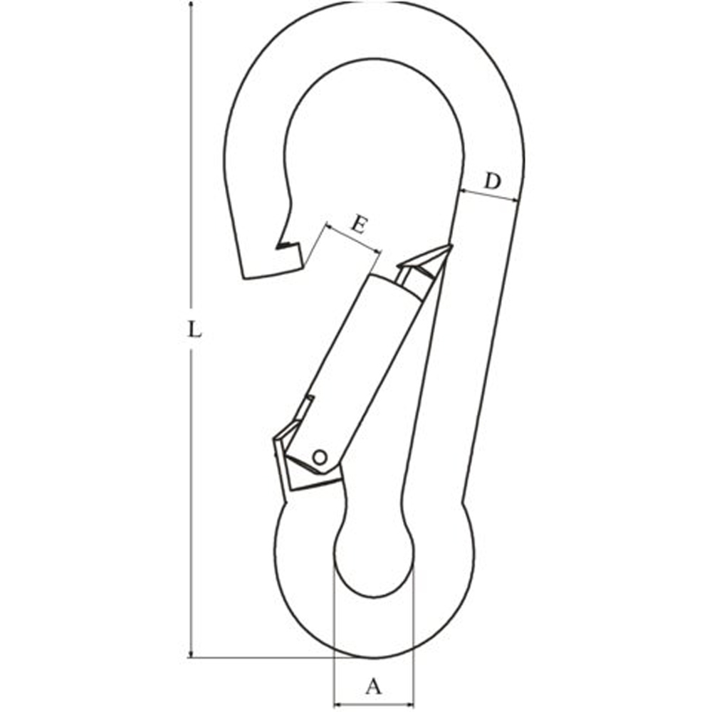 karabijnhaak met knik 100mm