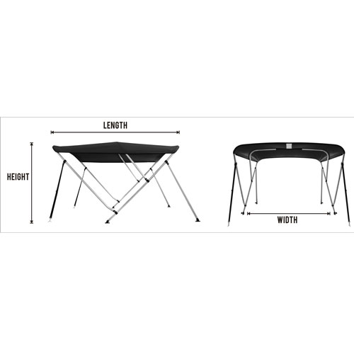 bimini top deluxe 3-boog 183 x 155-168 x 117cm zwart
