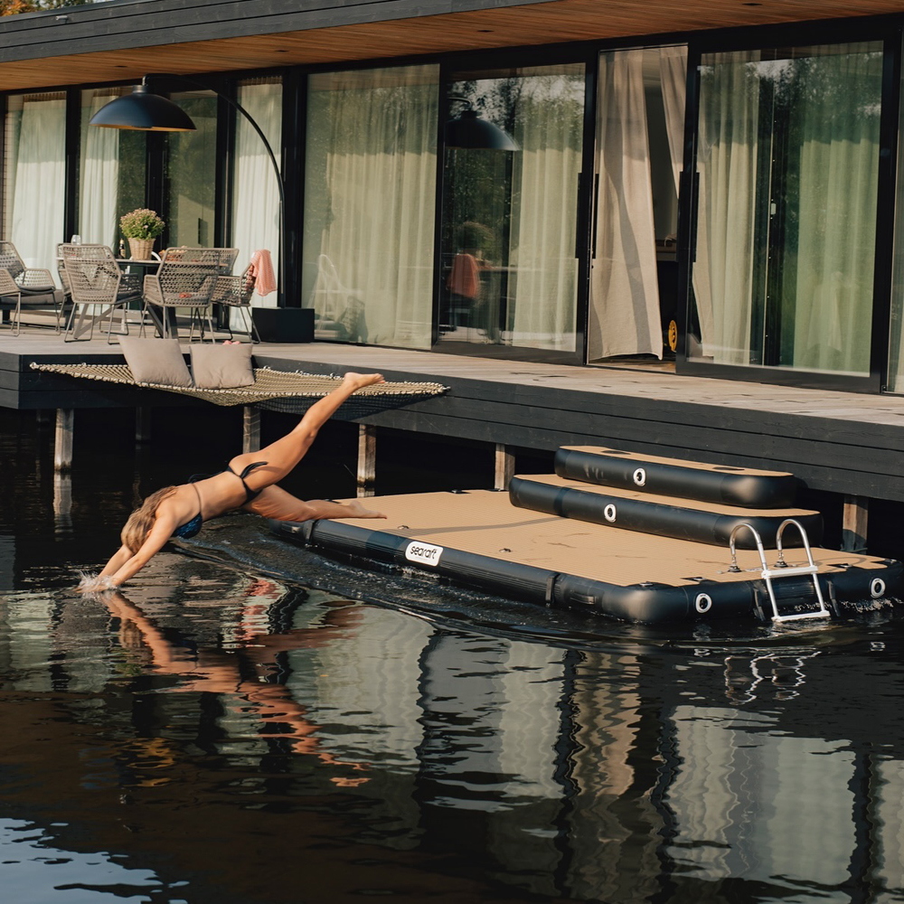 SeaRaft Airstep transom bumper large teak deck zwart 5