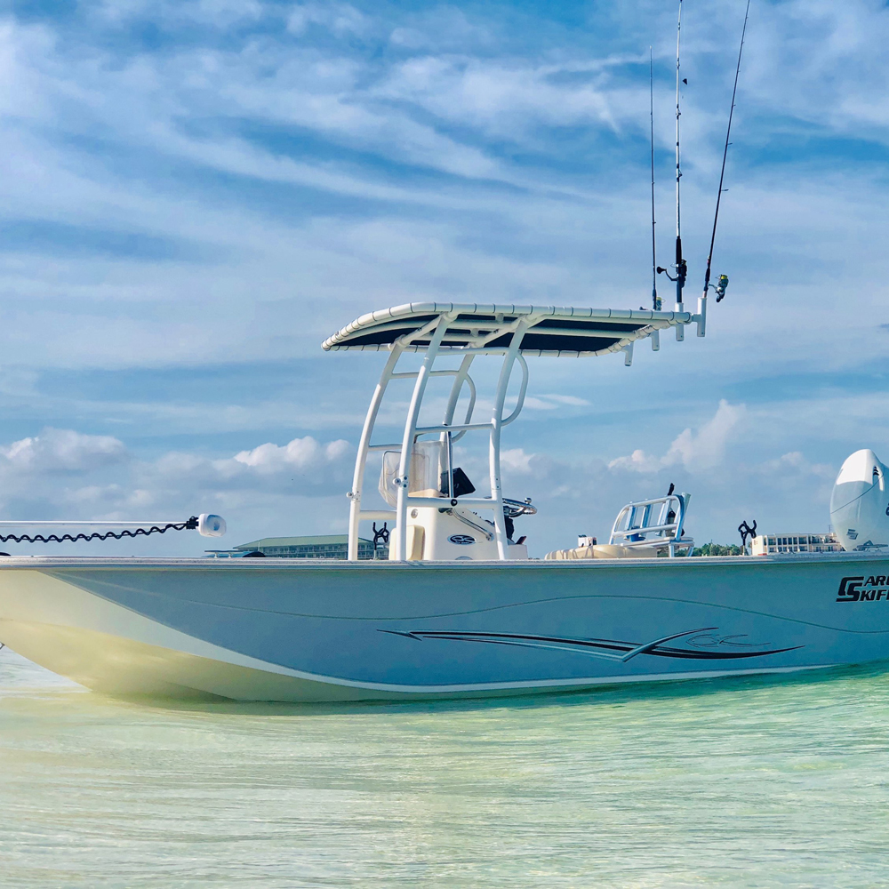 Fishmaster pro T-Top wit met navy canvas 7