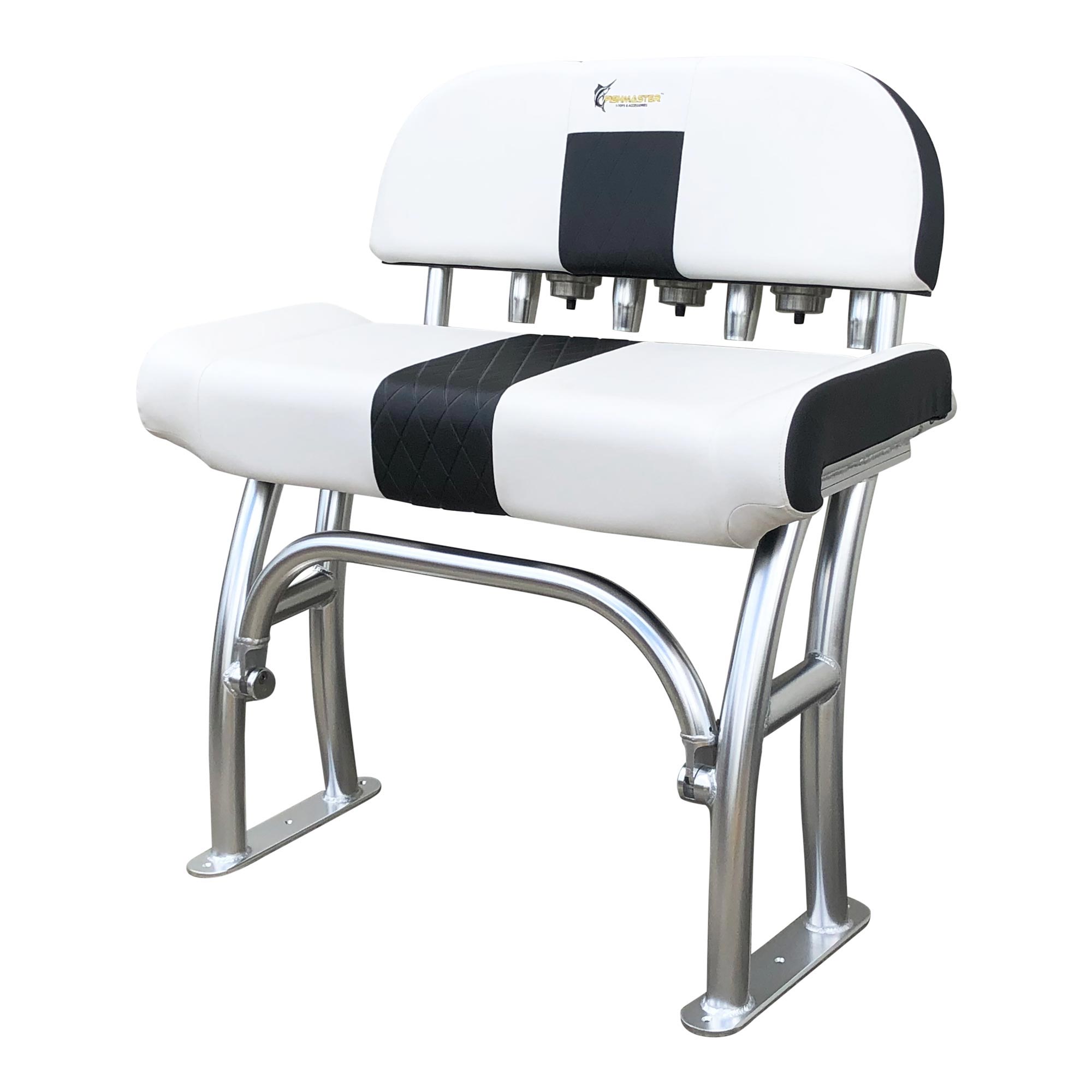 Fishmaster pro T-Top stoel polished met wit kussen incl. rugleuning 2