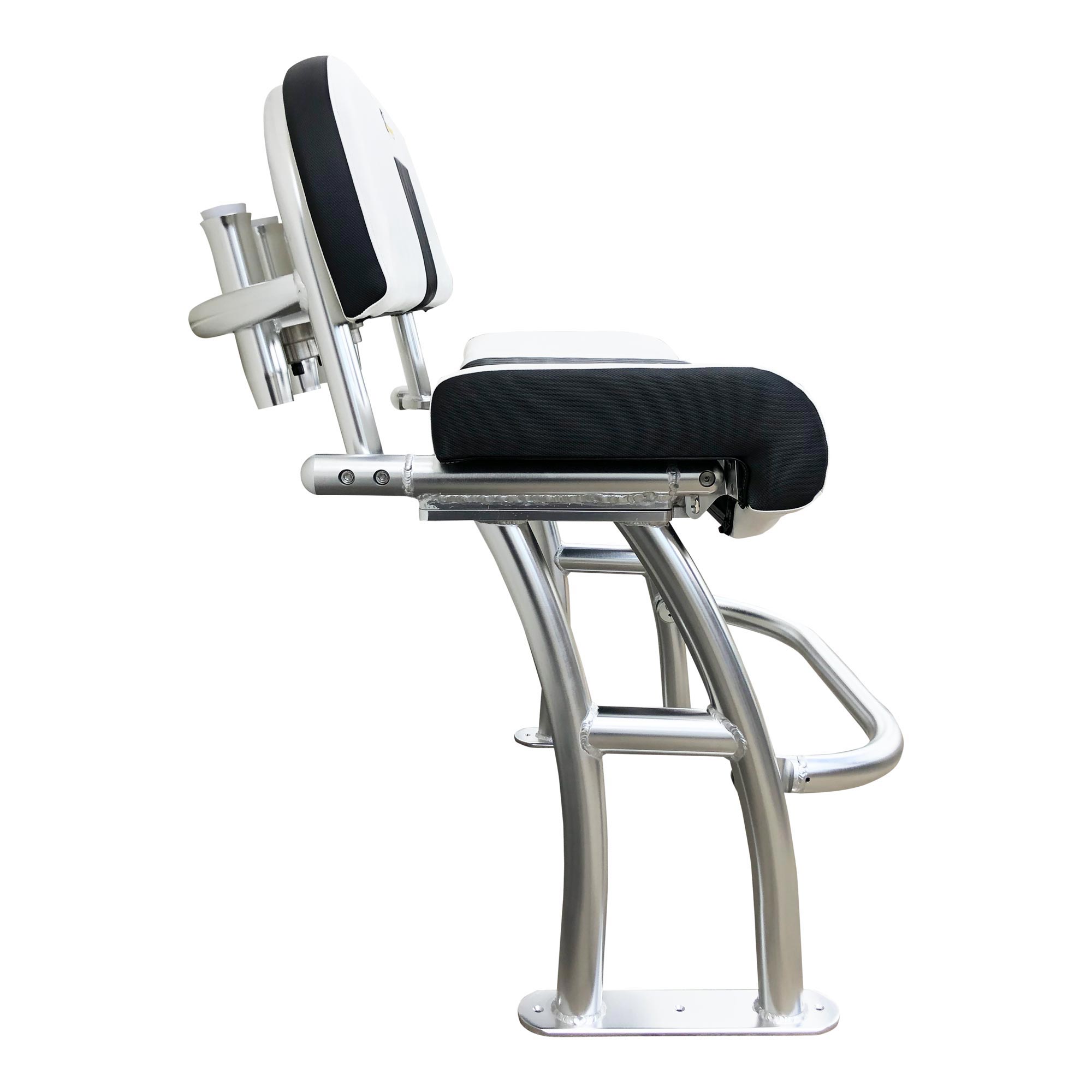 Fishmaster pro T-Top stoel polished met zwart kussen incl. rugleuning 2