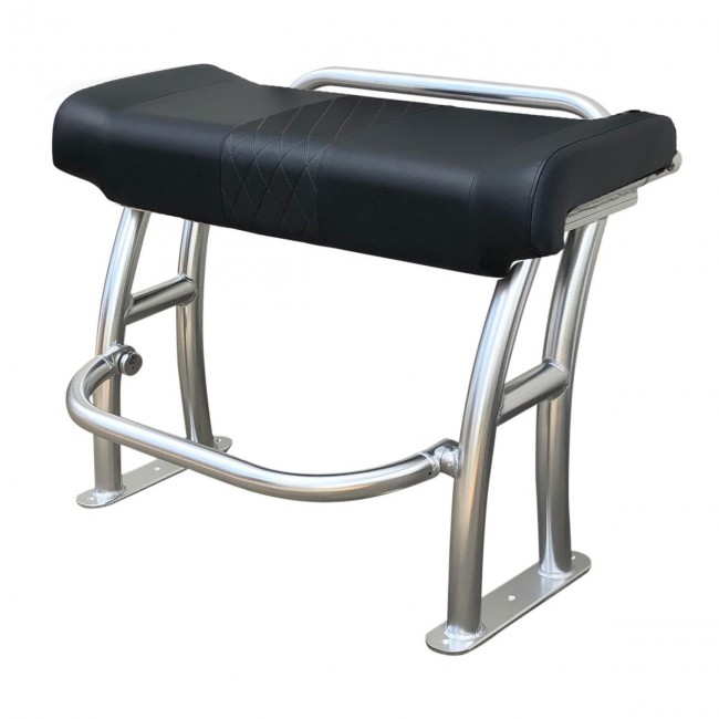 Fishmaster pro T-Top stoel polished met zwart kussen incl. rail 2