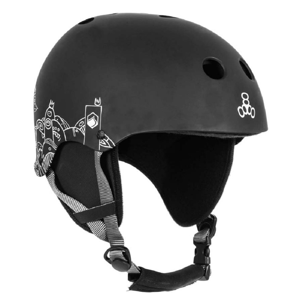 watersport helm flash w/earflaps zwart/print