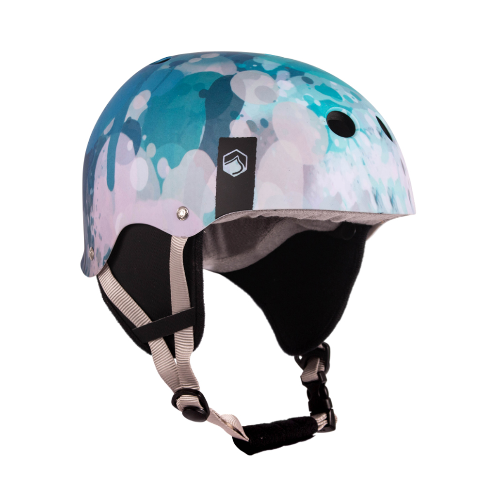 watersport helm flash w/earflaps blauw/print